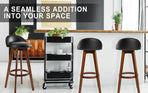 2X 72cm Wood Bar Stool Leather LEILA - BLACK BROWN