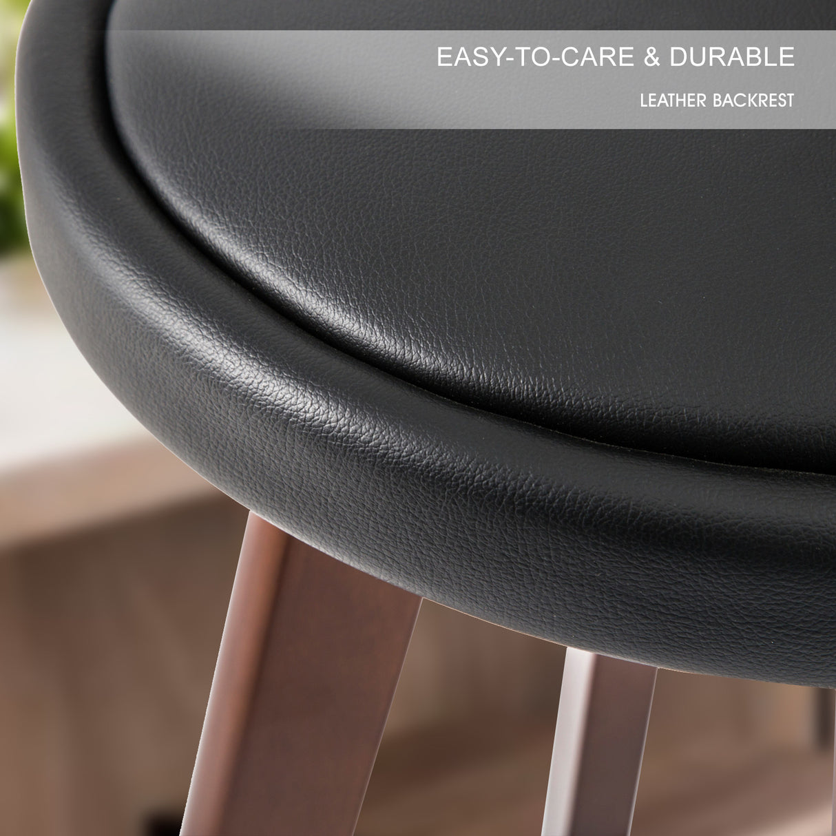 2X 72cm Wood Bar Stool Leather LEILA - BLACK BROWN