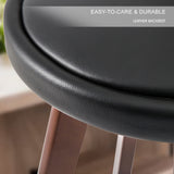 2X 72cm Wood Bar Stool Leather LEILA - BLACK BROWN