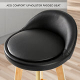 2X 72cm Wood Bar Stool Leather LEILA - BLACK - Extra Image