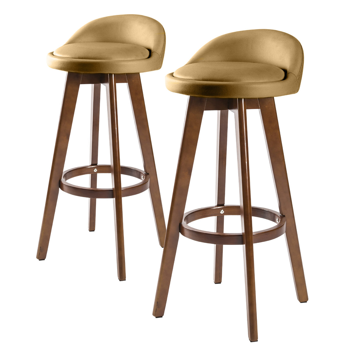2X 72cm Wood Bar Stool Leather LEILA - COFFEE BROWN