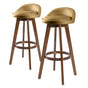 2X 72cm Wood Bar Stool Leather LEILA - COFFEE BROWN