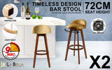 2X 72cm Wood Bar Stool Leather LEILA - COFFEE BROWN
