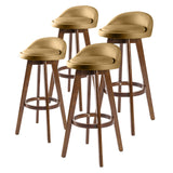4X 72cm Wood Bar Stool Leather LEILA - COFFEE BROWN