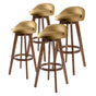 4X 72cm Wood Bar Stool Leather LEILA - COFFEE BROWN