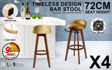 4X 72cm Wood Bar Stool Leather LEILA - COFFEE BROWN