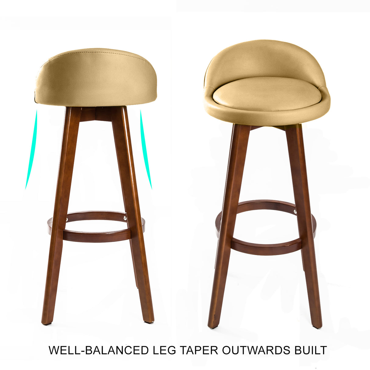 4X 72cm Wood Bar Stool Leather LEILA - COFFEE BROWN
