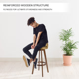 4X 72cm Wood Bar Stool Leather LEILA - COFFEE BROWN