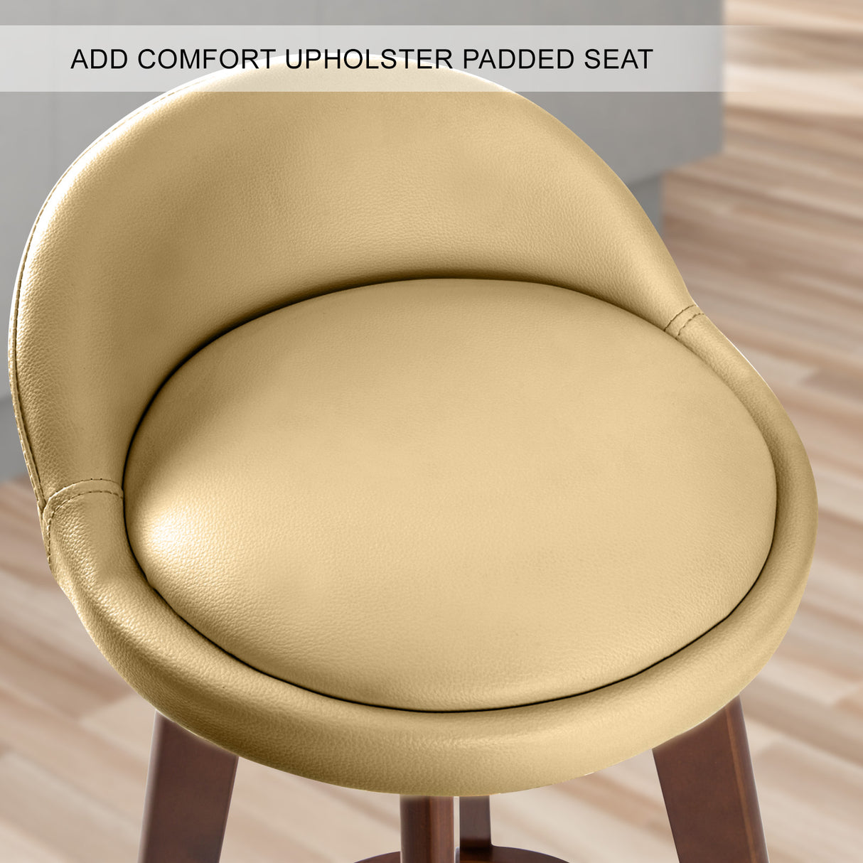 4X 72cm Wood Bar Stool Leather LEILA - COFFEE BROWN