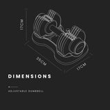 ATIVAFIT 2 x 12.5kg Adjustable Weight Dumbbell Set, for Home Gym Fitness Training - Rear View