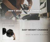 ATIVAFIT 32.5kg Single Adjustable Weight Dumbbell, for Home Gym Fitness Training - Low Angle