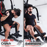 Proflex Red Multi Station Home Gym Set with 148lbs Plates & Boxing Bag- M9500
