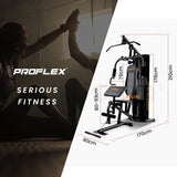 PROFLEX Multi-Station Home Gym Set with 98lbs Weight Plates- M8000 - Rear View