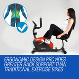 PROFLEX Magnetic Recumbent Exercise Bike Fitness Cycle Trainer with LCD Display