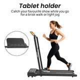 PROFLEX Electric Walking Pad Under Desk Treadmill, Remote Control, Compact Foldable Size, Tablet Holder, LCD Display, Walk or Light Jog
