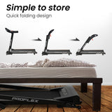 PROFLEX TRX3 Electric Treadmill, Compact Size, Foldable, USB/MP3, Pulse Sensors - Close-Up Angle