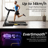 PROFLEX TRX4 Electric Treadmill, Medium Size, Foldable, Suspension, Bluetooth, USB/MP3, Pulse Sensors, Fitness Tracker - Low Angle