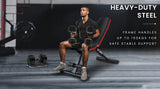 PROFLEX B200 Adjustable Incline Decline Weight Bench with Resistance Bands - Side View