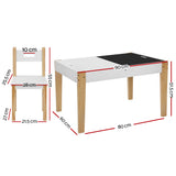 Keezi Kids Table Chair Set Children Storage Study Desk Toy Play Game Chalkboard - Front View