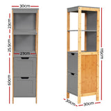 Artiss Bathroom Cabinet 115cm Bamboo Shelf - Front View
