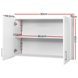 Cefito Bathroom Storage Cabinets 900mm Wall Mounted Medicine Cabinet Cupboard - Front View