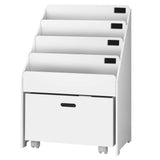 Keezi 4 Tiers Kids Bookshelf Storage Organiser Children Bookcase Drawers Display - Front View