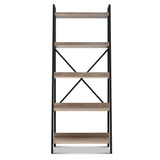 Artiss Bookshelf 5 Tiers - NOR Black and Oak - Side View
