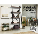 Artiss Bookshelf 5 Tiers - NOR Black and Oak - Top-Down View
