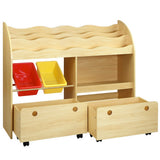 Keezi 3 Tiers Kids Bookshelf Storage Children Bookcase Toy Box Organiser Display - Side View