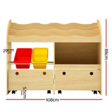Keezi 3 Tiers Kids Bookshelf Storage Children Bookcase Toy Box Organiser Display - Top-Down View