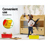 Keezi 3 Tiers Kids Bookshelf Storage Children Bookcase Toy Box Organiser Display - Rear View