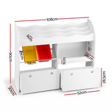 Keezi 3 Tiers Kids Bookshelf Storage Children Bookcase Toy Box Organiser Display White - Side View