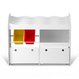 Keezi 3 Tiers Kids Bookshelf Storage Children Bookcase Toy Box Organiser Display White - Top-Down View