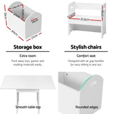 Keezi 3PCS Kids Table and Chairs Set Storage Toys Play Activity Desk - Close-Up Angle