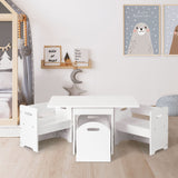 Keezi 3PCS Kids Table and Chairs Set Storage Toys Play Activity Desk - Low Angle