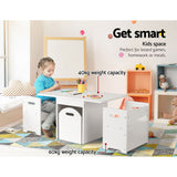 Keezi 3PCS Kids Table and Chairs Set Storage Toys Play Activity Desk - Top-Down View