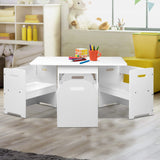 Keezi 3PCS Kids Table and Chairs Set Storage Toys Play Activity Desk - Close-Up Angle