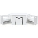 Keezi 3PCS Kids Table and Chairs Set Storage Toys Play Activity Desk