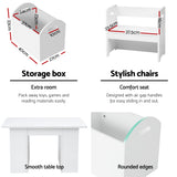 Keezi 3PCS Kids Table and Chairs Set Storage Toys Play Activity Desk