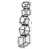 Artiss 5-Tier Bookshelf Metal Geometric Display Shelf Storage Organizer Black - Side View