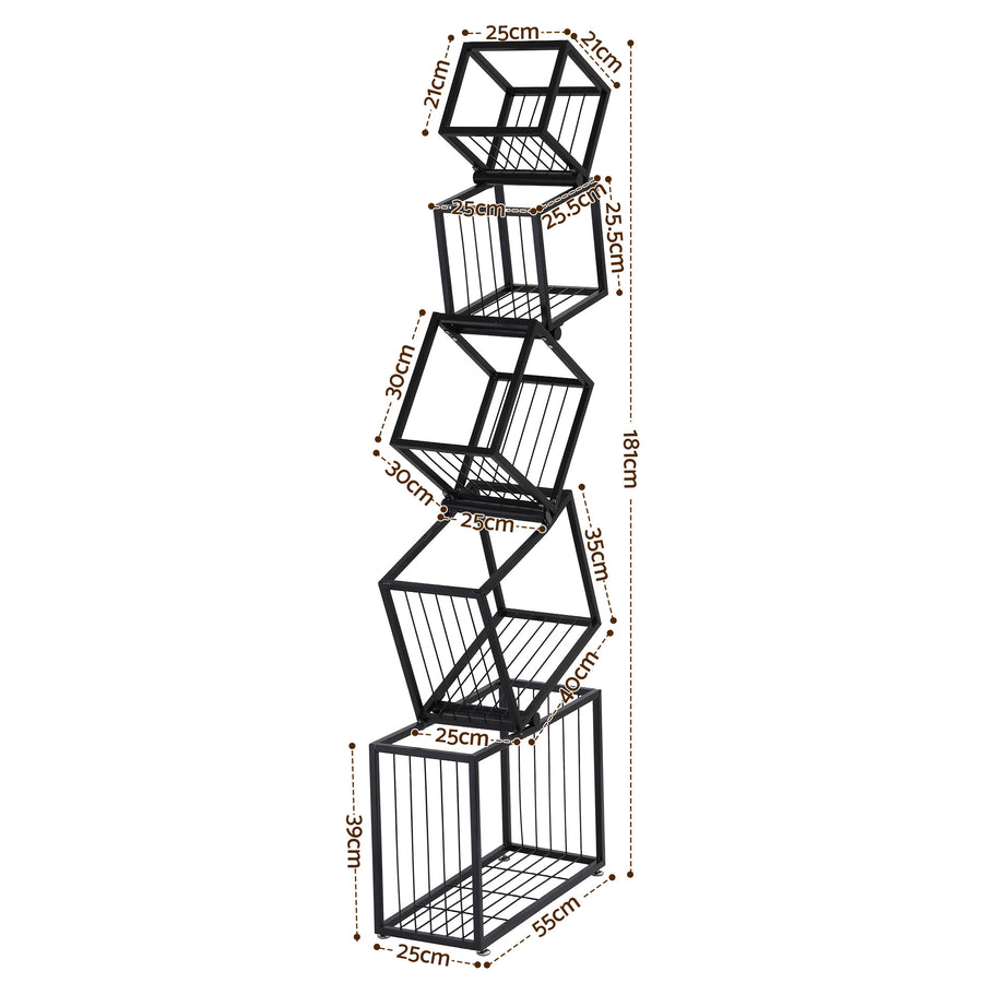Artiss 5-Tier Bookshelf Metal Geometric Display Shelf Storage Organizer Black