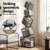 Artiss 5-Tier Bookshelf Metal Geometric Display Shelf Storage Organizer Black - 45-Degree Angle