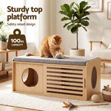 Artiss Pet Ottoman Footrest Bench with MDF Frame 100kg Capacity Natural - 45-Degree Angle