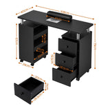 Artiss Manicure Table Nail Desk with Built-in Dust Collector Beauty Salon Station Drawers Shelves Wrist Cushion Wheels Black - Top-Down View