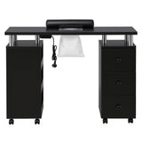 Artiss Manicure Table Nail Desk with Built-in Dust Collector Beauty Salon Station Drawers Shelves Wrist Cushion Wheels Black - 45-Degree Angle