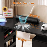 Artiss Manicure Table Nail Desk with Built-in Dust Collector Beauty Salon Station Drawers Shelves Wrist Cushion Wheels Black - Rear View