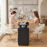 Artiss Manicure Table Nail Desk with Built-in Dust Collector Beauty Salon Station Drawers Shelves Wrist Cushion Wheels Black - Extra Image