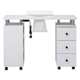 Artiss Manicure Table Nail Desk with Built-in Dust Collector Beauty Salon Station Drawers Shelves Wrist Cushion Wheels White - 45-Degree Angle