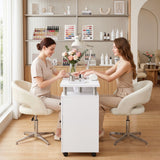 Artiss Manicure Table Nail Desk with Built-in Dust Collector Beauty Salon Station Drawers Shelves Wrist Cushion Wheels White - Extra Image