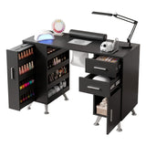 Artiss Manicure Table Nail Desk with Built-in Dust Collector Beauty Salon Station Drawers Shelves Wrist Cushion Black - Front View